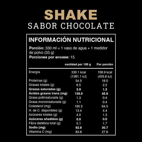 Shake en polvo sabor Chocolate 495G